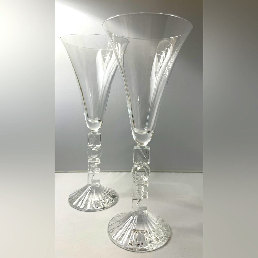 Pair NOEL‎ Cristal d'Arques Durand Crystal Stem Drinking Goblet or Wine Glass